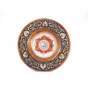 beautiful wooden plate with a multicoloured design