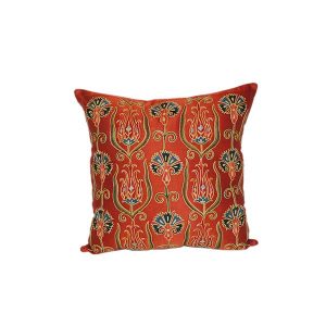 large hand embroidered cushion with red floral design for sale in uk