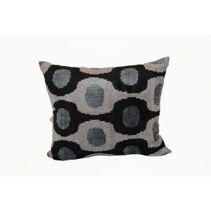 handmade velvet cushion in black and white design